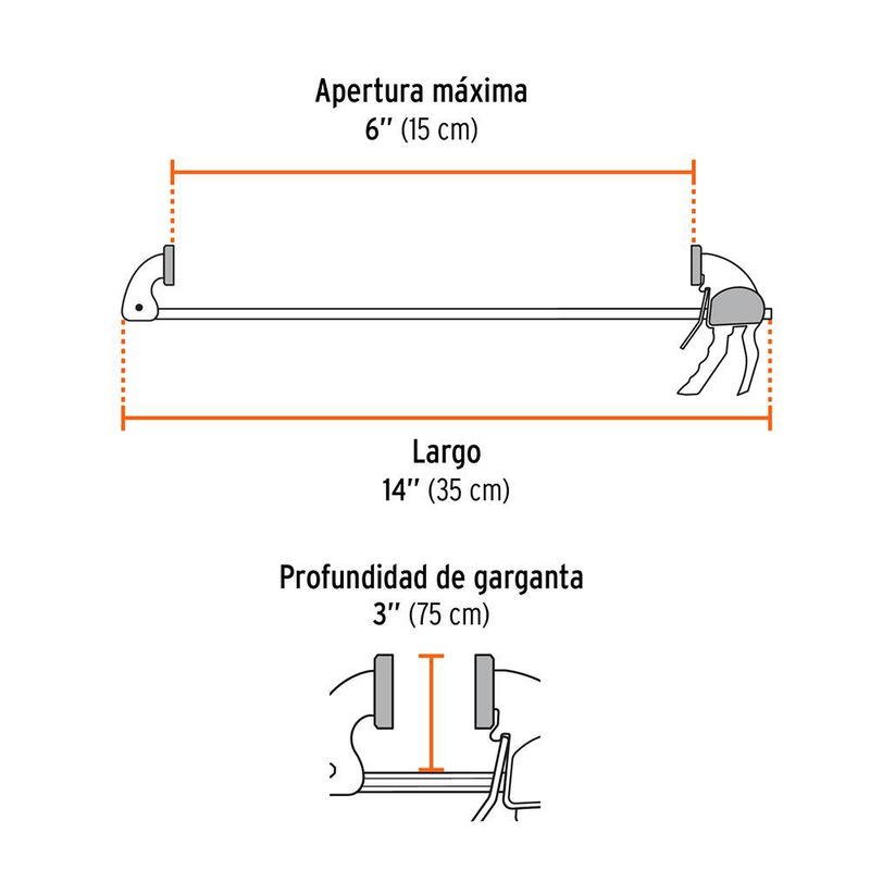 Prensa de Barra Autoajustable de 6 Plg