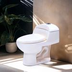 Sanitario de Una Pieza con Descarga Dual Elongado Vescovo Blanco
