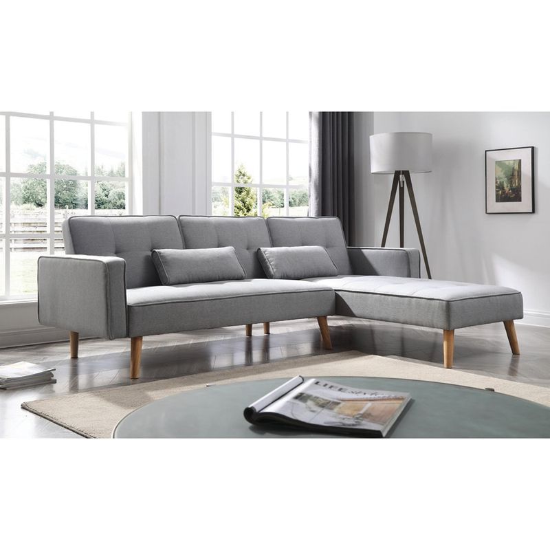 Sofá Cama en L Farley Gris 238x166x77 Cm