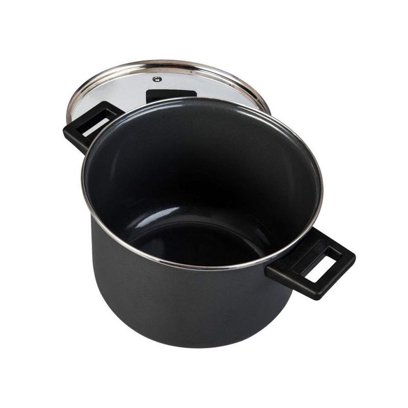 Olla Euro Duramax de 22 cm con Tapadera de Vidrio Color Negro