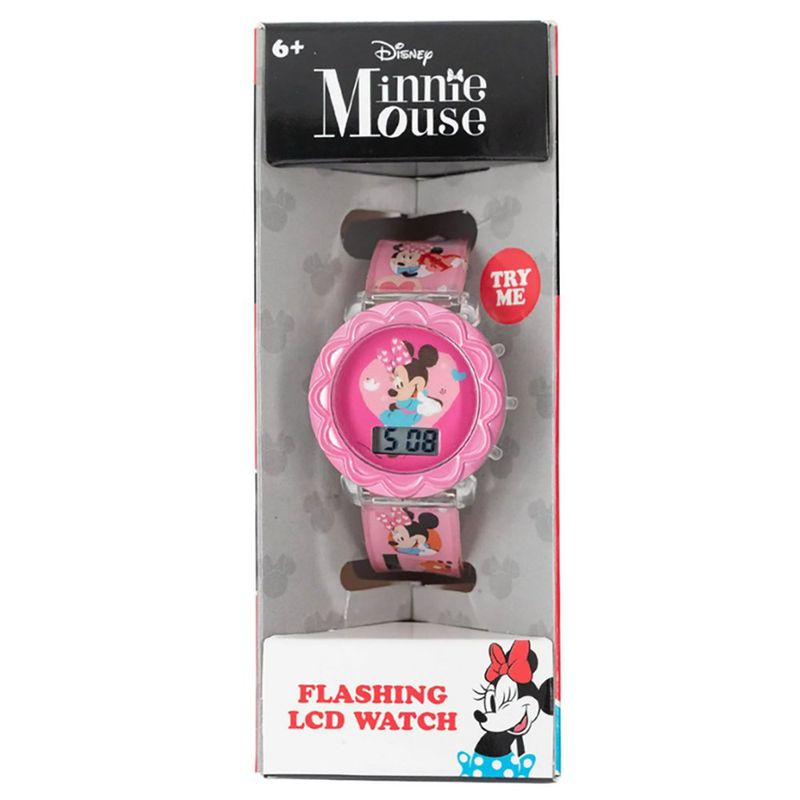 Reloj Minnie LCD con Bisel Rosa Infantil