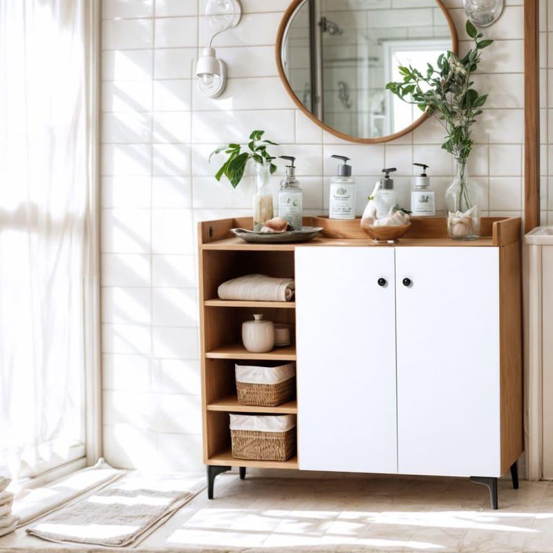 Mueble Multiusos para Cocina Color Blanco y Café Claro