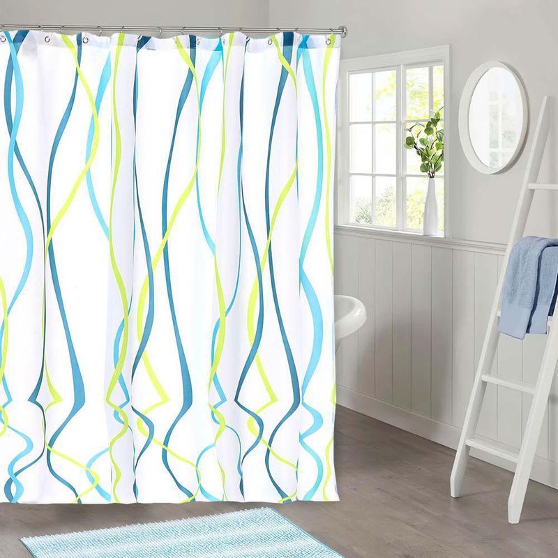 Cortina para Baño Azul Pastel Polyester