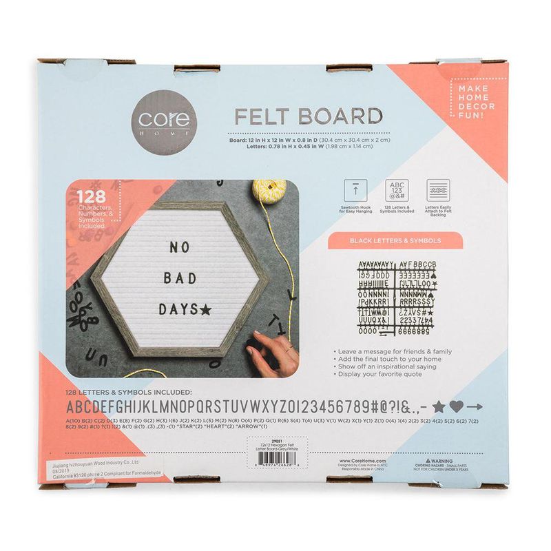 Tablero de Letras de Fieltro Hexagonal