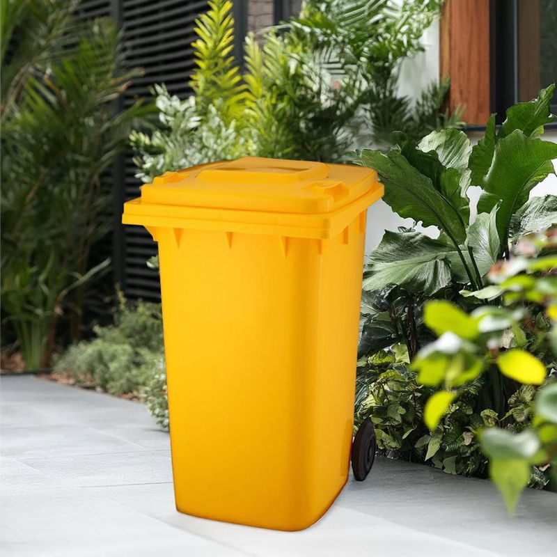 Basurero con Tapadera y Ruedas Amarillo de 120 L