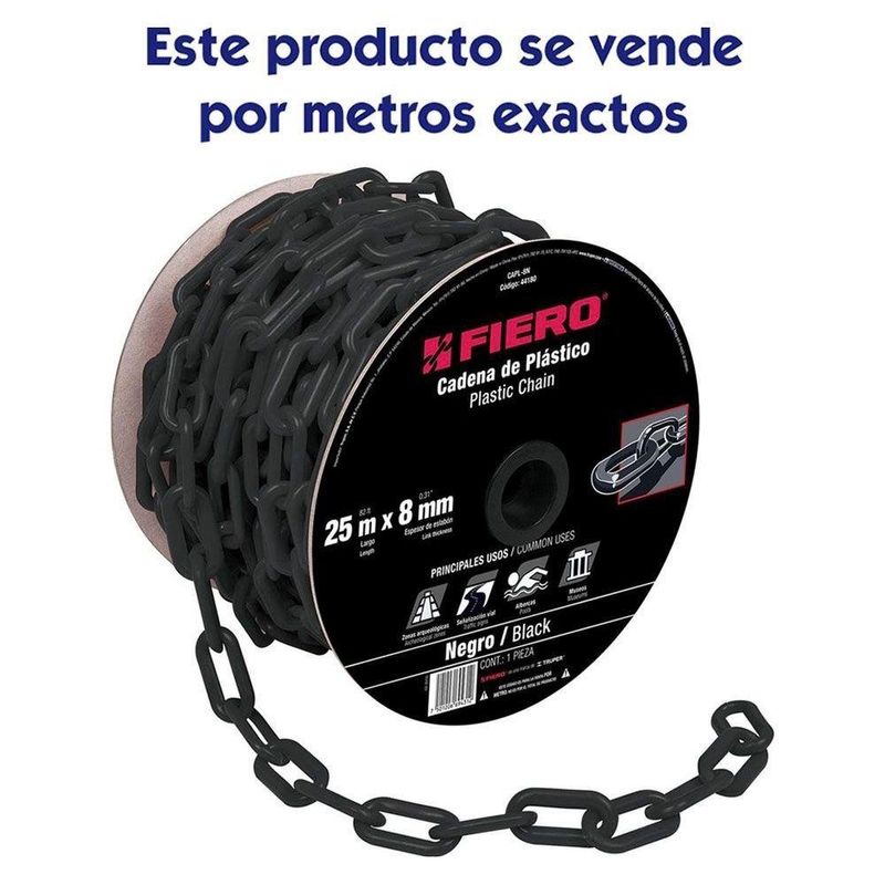 Cadena de Plástico Negro 8 mm por Metro