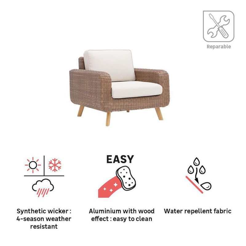 Sillón de Jardín Nerea de Aluminio y Ratán Sintético Color Beige