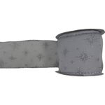 Listón Plateado de Copos  2.5 Plg X 10 Yardas - Scandi