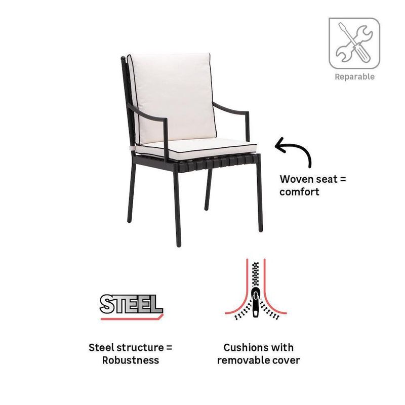 Set de 2 Sillas de Jardín Victoria con Brazos de Aluminio Color Negro