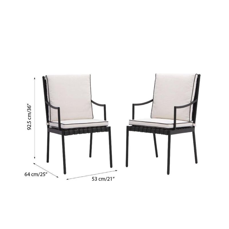 Set de 2 Sillas de Jardín Victoria con Brazos de Aluminio Color Negro