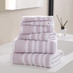 Set de 6 Toallas de Baño con Rayas Rosa