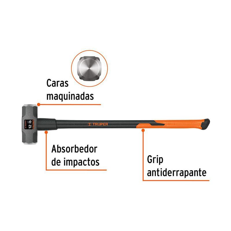 Mazo de Metal con Mango Fibra de Vidrio 12 Lb