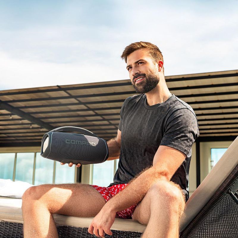 Bocina Portátil CMQ de 50 W Color Gris y Rojo