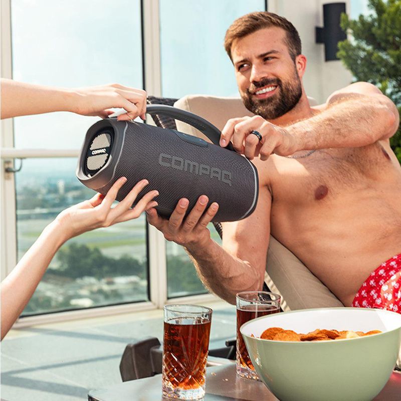 Bocina Portátil CMQ de 50 W Color Gris y Rojo