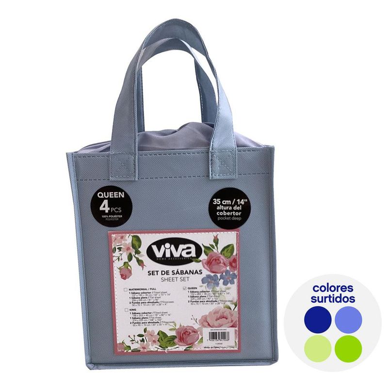 Set de Sábanas Queen 4 Pzas Colores Surtidos