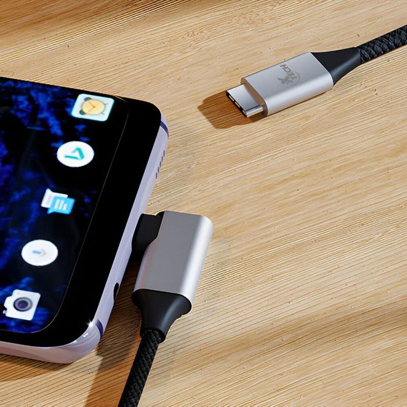 Cable Trenzado USB-C a USB-C con Conector en L