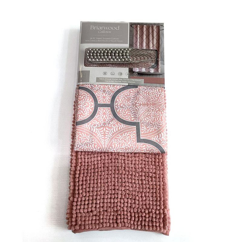 Set de Cortina con Ganchos y Alfombra Ladrillo