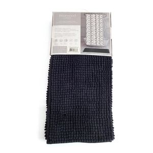 Set de 14 Piezas Cortina con Ganchos y Alfombra Negro