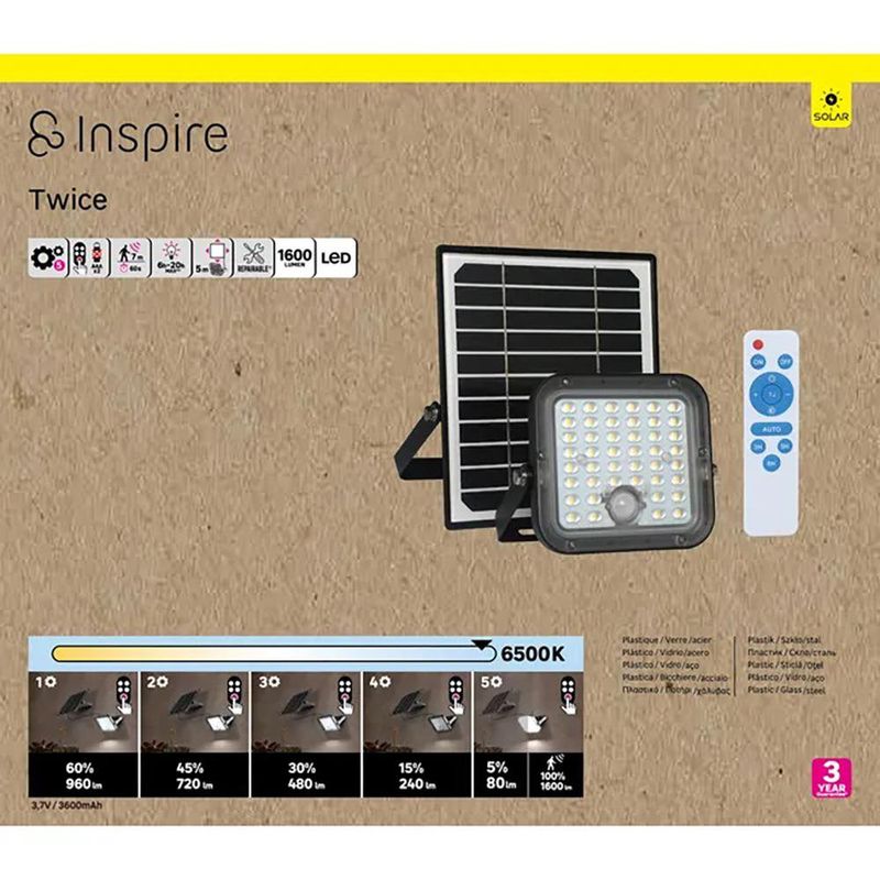 Lámpara de Exterior LED con Panel Solar y Sensor de Movimiento