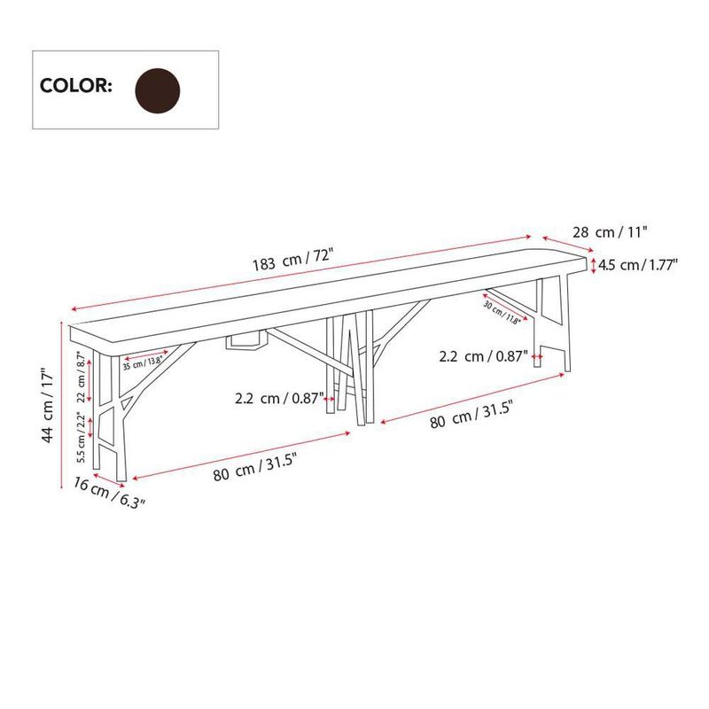 Banca  de Exterior Plegable Plástica Ratán Café
