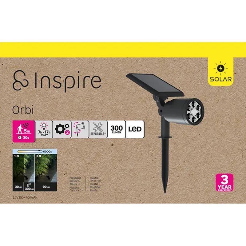 Lámpara Solar Led Negro 6000K