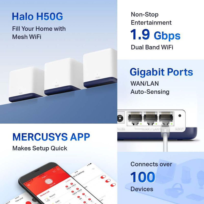Sistema de 3 Repetidores Wi-Fi 5 Mesh Halo H50G