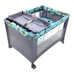 Corral con Cambiador Celeste con Diseño Cohete