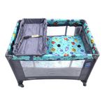 Corral con Cambiador Celeste con Diseño Cohete