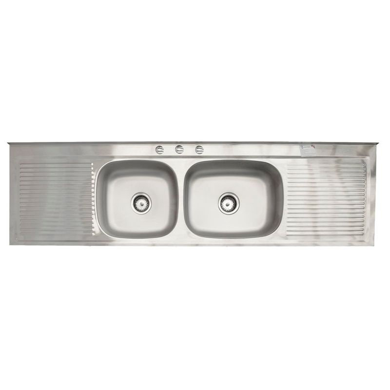 Lavatrastos de Acero Inoxidable 2 Fosas con Doble Escurridor