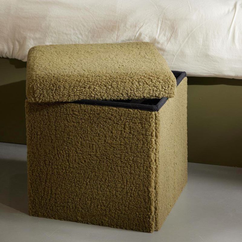 Taburete Plegable con Almacenamiento Verde Olivo&nbsp;