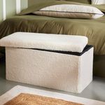 Banca Plegable con Almacenamiento Crema