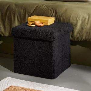 Taburete Plegable con Almacenamiento Negro