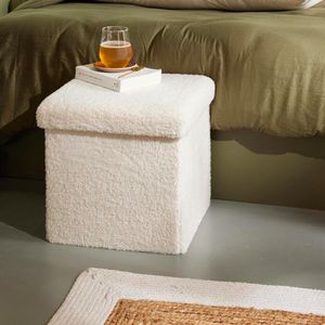 Taburete Plegable con Almacenamiento Crema