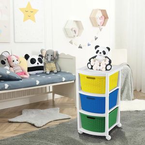 Cajonero de Plástico con 3 Gavetas Multicolor