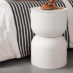 Taburete Auxiliar Redondo de Metal Beige