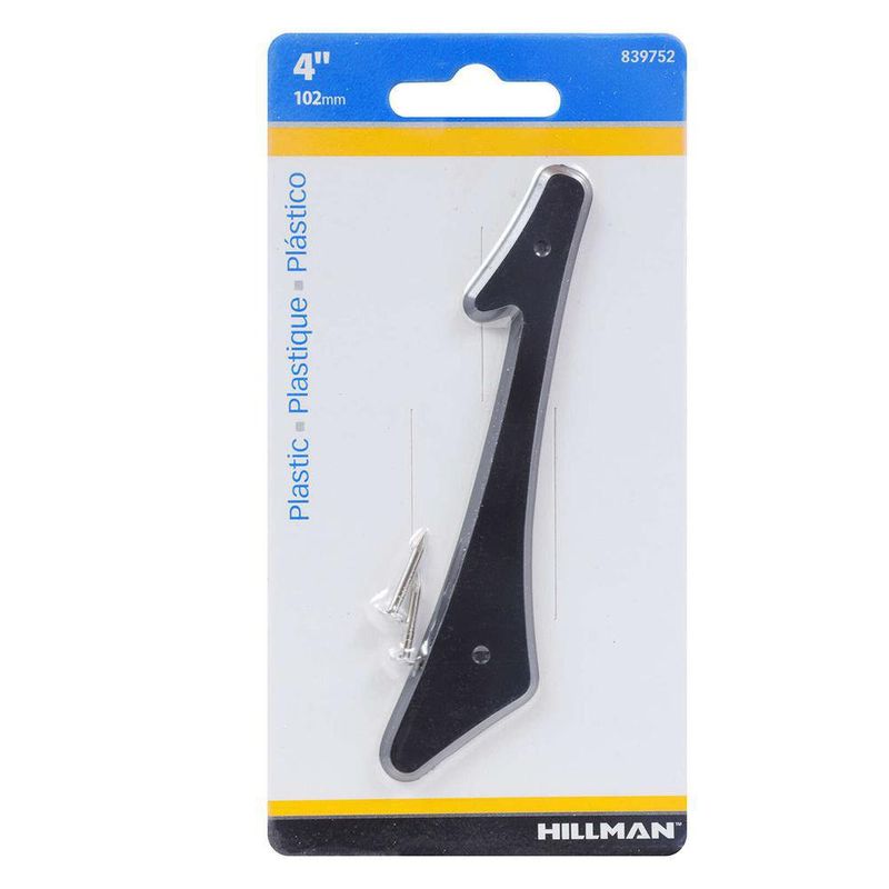 Número 1 para Identificación de Casa Color Negro de 4 Plg