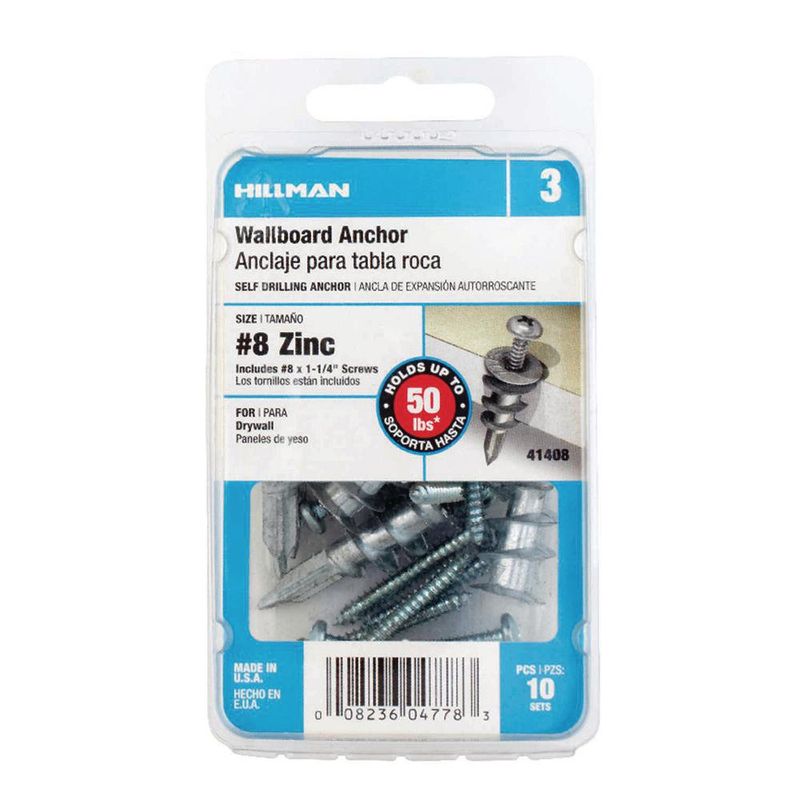 Anclaje para Tablaroca Autoperforante Zinc #8x1 1/4 Plg 20 Pzas