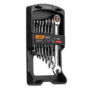 Juego de 8 Llaves Combinadas Estándar Pulidas con Matraca