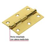 Bisagra de Acero Latonado 75 X 50 Mm