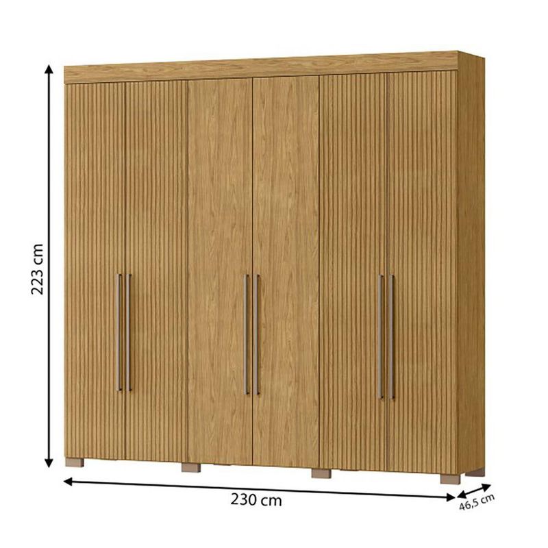 Armario Ita de 6 Puertas Color Café Textura Acanalada 47 x 230 x 223 Cm