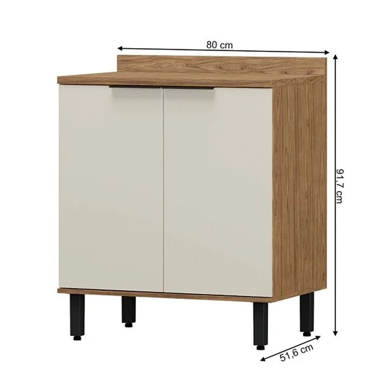 Gabinete Base Toscana Café y Crema de 2 Puertas 80 x 51.6 x 91.7 cm para Cocina