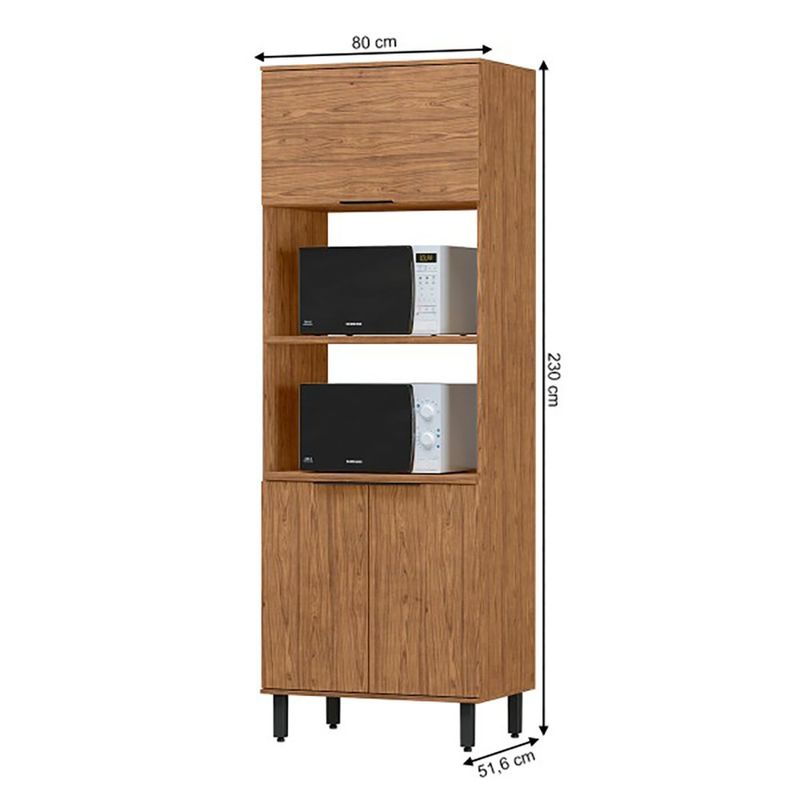 Gabinete Torre Toscana para 2 Hornos Color Café de 80 x 51.6 x 230 cm