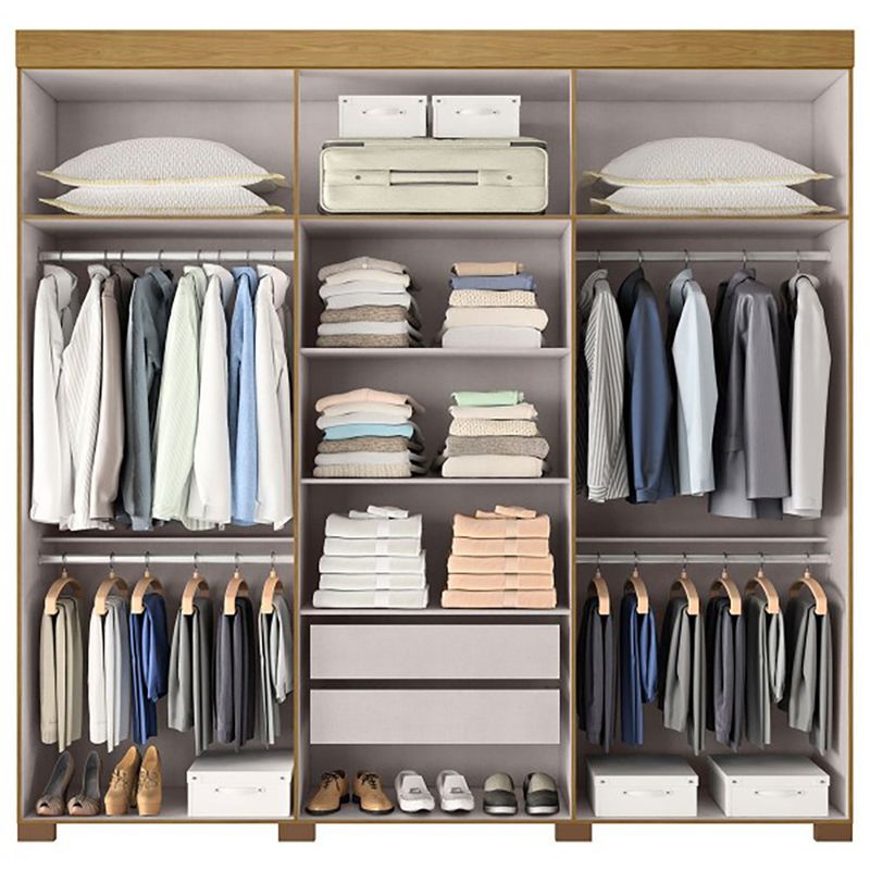 Armario Ita de 6 Puertas Color Crema con Acabado Madera 47 x 230 x 223 Cm