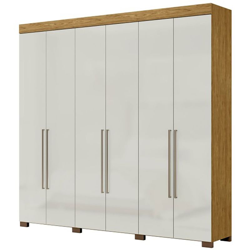 Armario Ita de 6 Puertas Color Crema con Acabado Madera 47 x 230 x 223 Cm