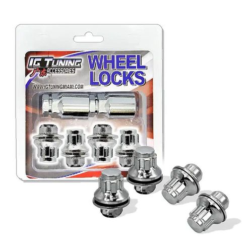 Juego de 4 Tuercas de Seguridad Cromadas M12 X 1.5 con 2 Llaves
