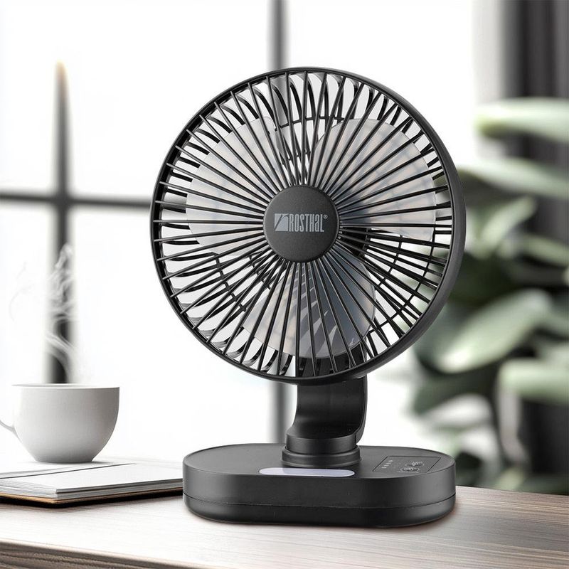 Ventilador para Escritorio Recargable Negro