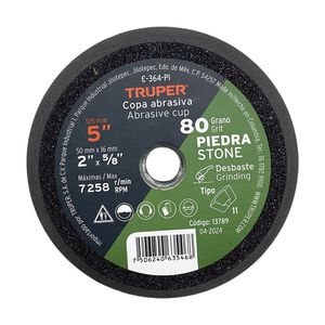 Copa para Desbaste Concreto o Piedra de 5 plg Grano 80