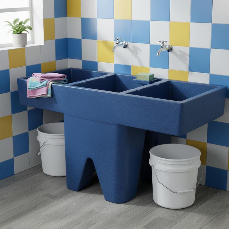 Pila Plástica 2 Lavaderos Color Azul