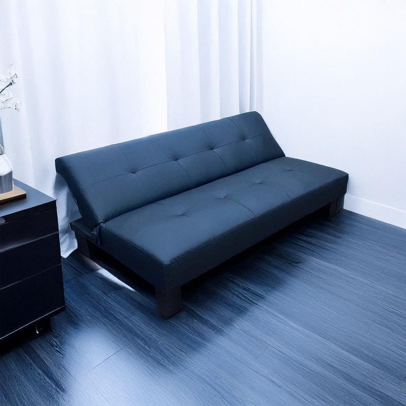 Sofá Cama Negro Cuero Sintético