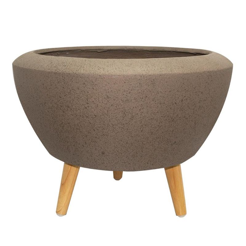 Maceta Redonda Kavala con Patas de Madera 58 x 29 Cm